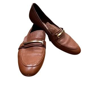 Calvin Klein tan leather loafers flats slip on casual shoes ladies US size 9
